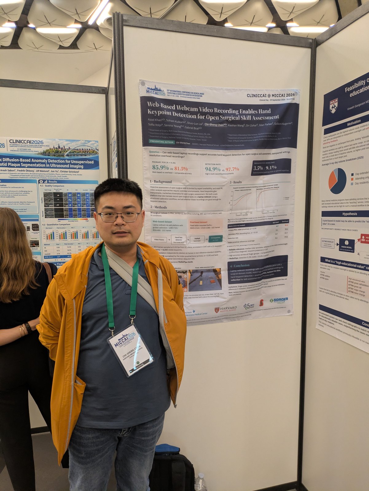 Chi-Sheng Chen presenting the hand keypoint detection poster at CLINICCAI 2026, MICCAI 2026